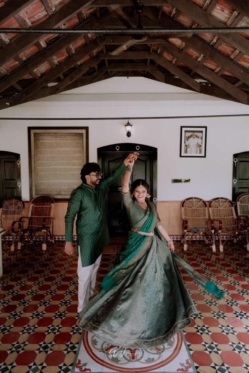 Anandhu and Surya joyful traditional moment